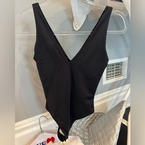 Babaton Black V-Neck Bodysuit